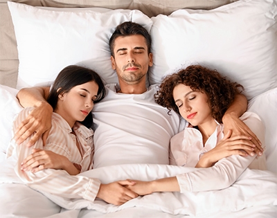 a polygamous triad sleeping